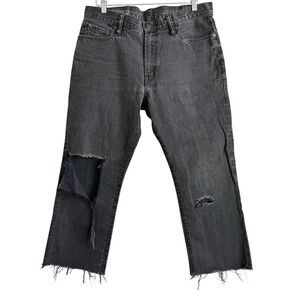 GAP 1969 Men's Jeans Distressed Raw Hem Black Wash Standard Fit 33x30 Y2K Casual